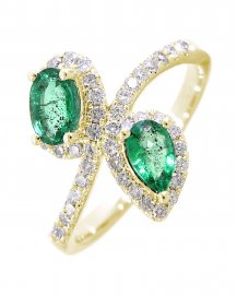 PEAR EMERALD DIAMOND RING (TR2697)